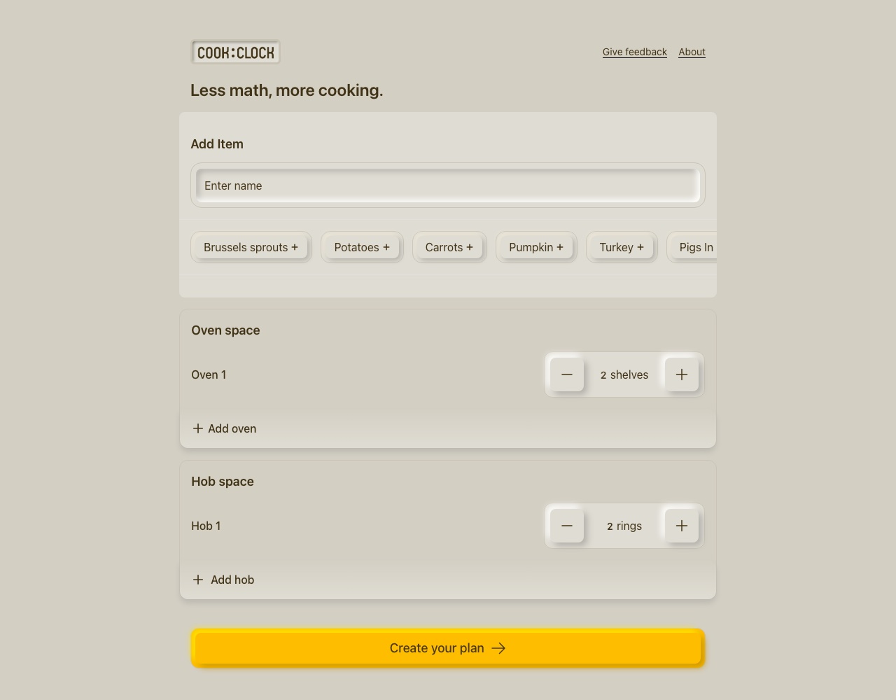 cookclock.ai today, still up. Screenshot, October 2026.