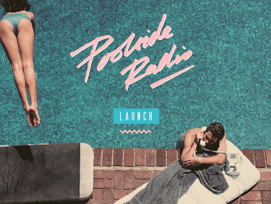 The 2014 front door: Poolside Radio, one button marked LAUNCH.