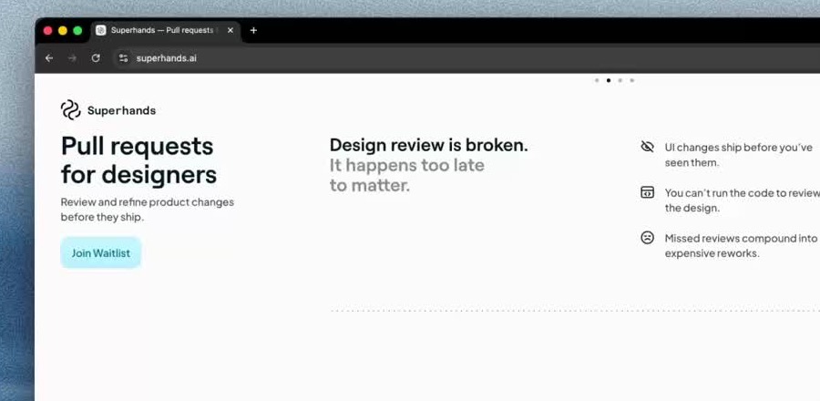 Spring 2026: "Pull requests for designers". Still from Jamie's April demo video, cropped to the page.